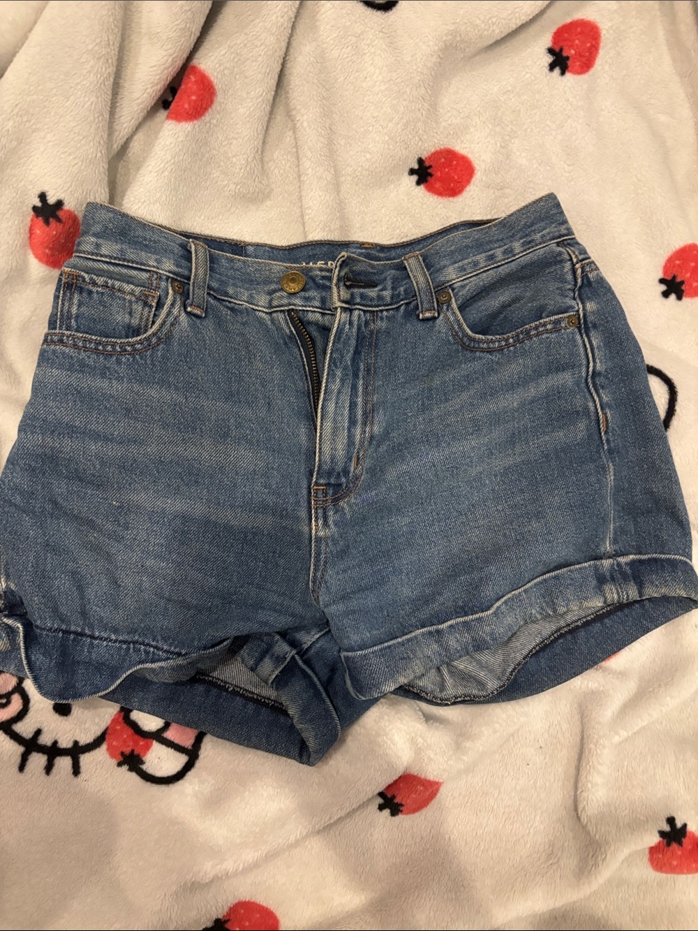 American Eagle Outfitters Light Blue Denim Roll-Hem Shorts
